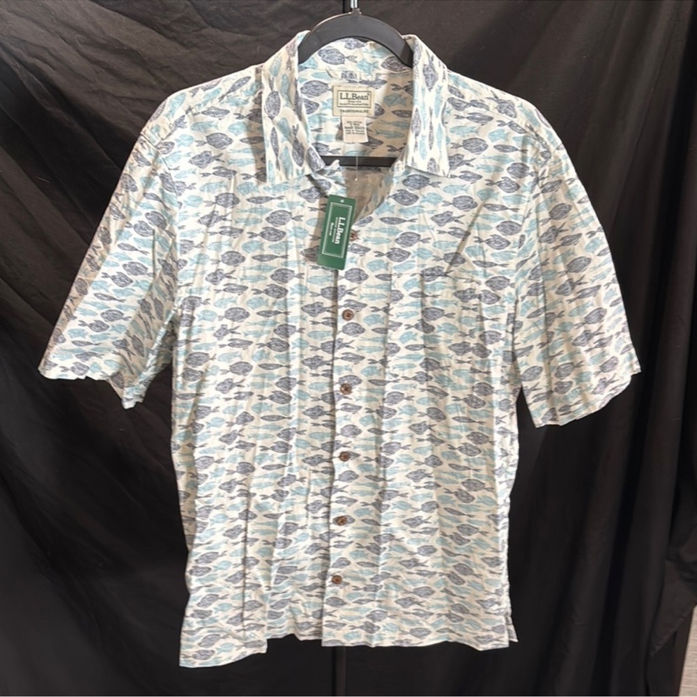 L.L. Bean Men's Casual Fish Pattern Shirt